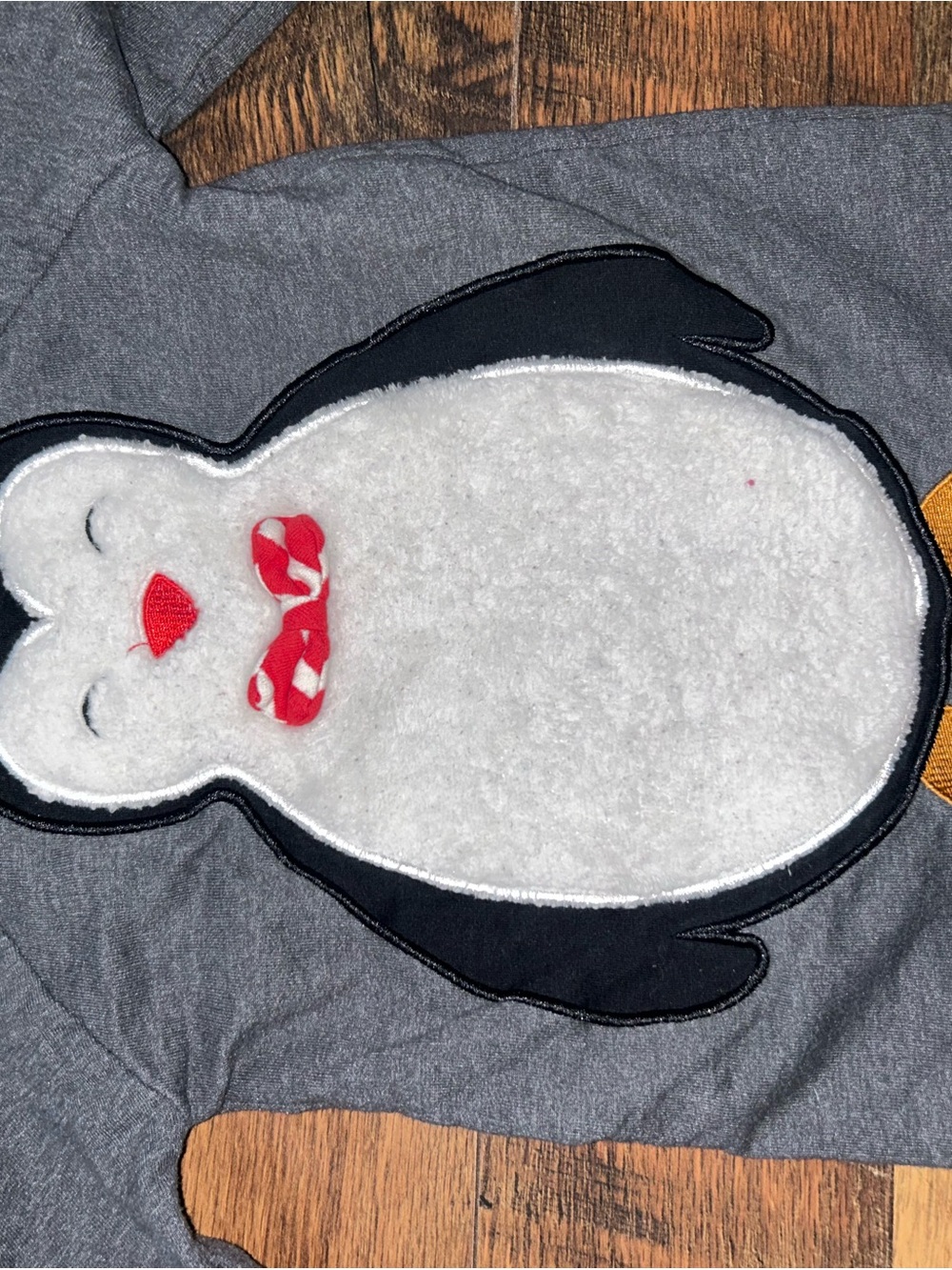 Holiday Time Gray Kids Penguin One-Piece with Red Bow